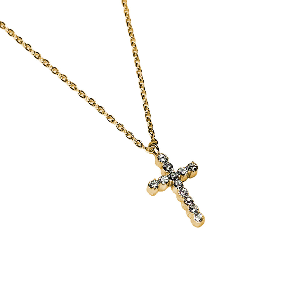 Fine Diamond Cross Halskette 14K vergoldet