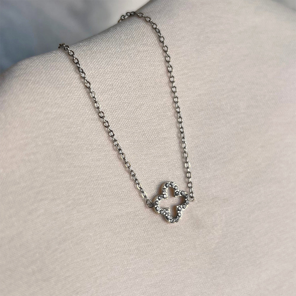 43cm Lucky Leaves Diamond Halskette 14K vergoldet