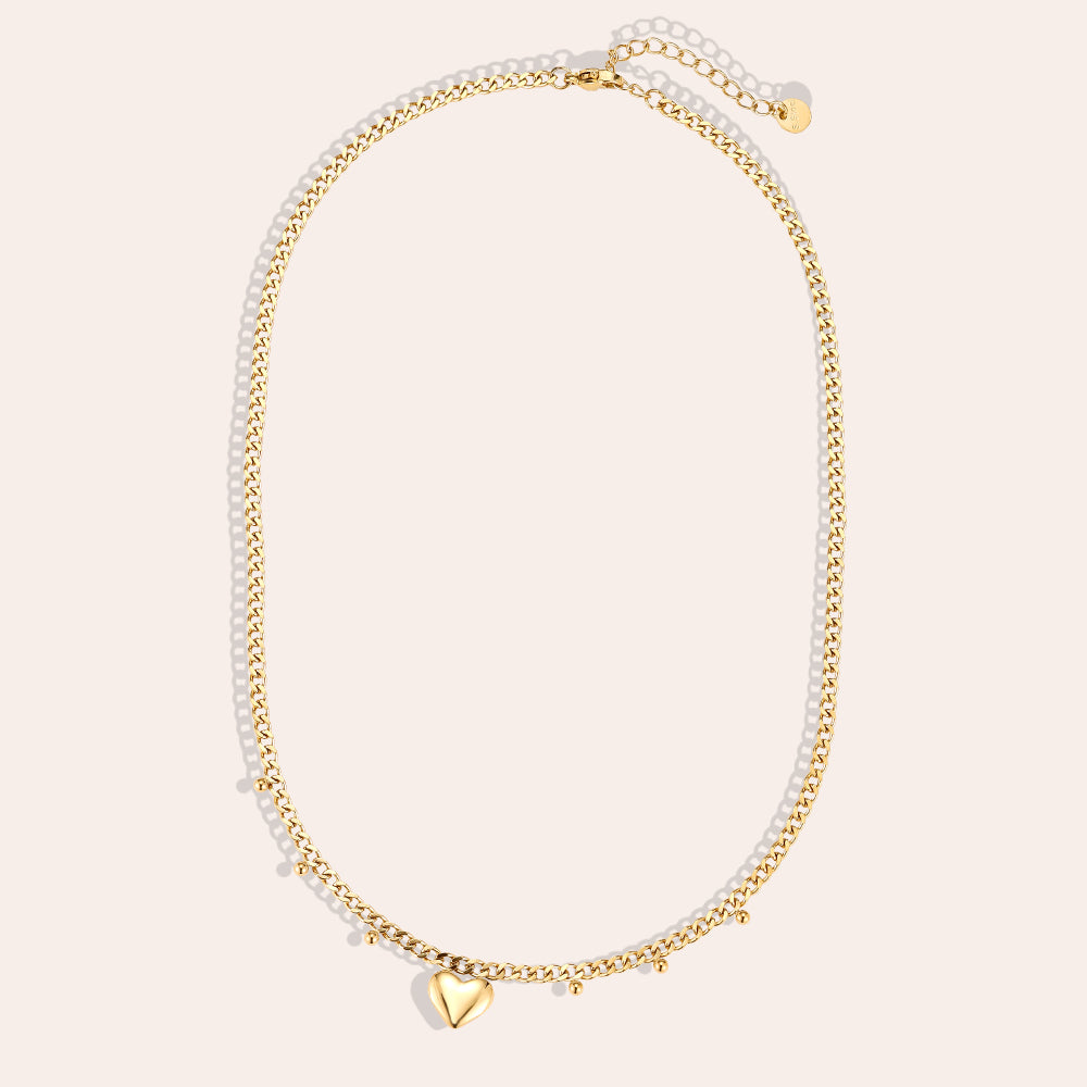 39cm Heart and Ball Halskette 14K vergoldet