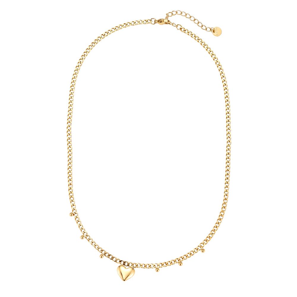 39cm Heart and Ball Halskette 14K vergoldet