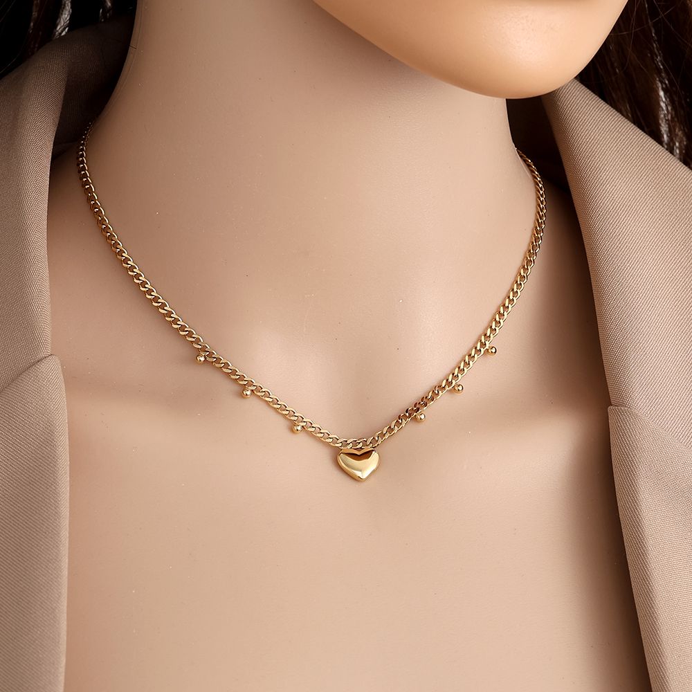 39cm Heart and Ball Halskette 14K vergoldet