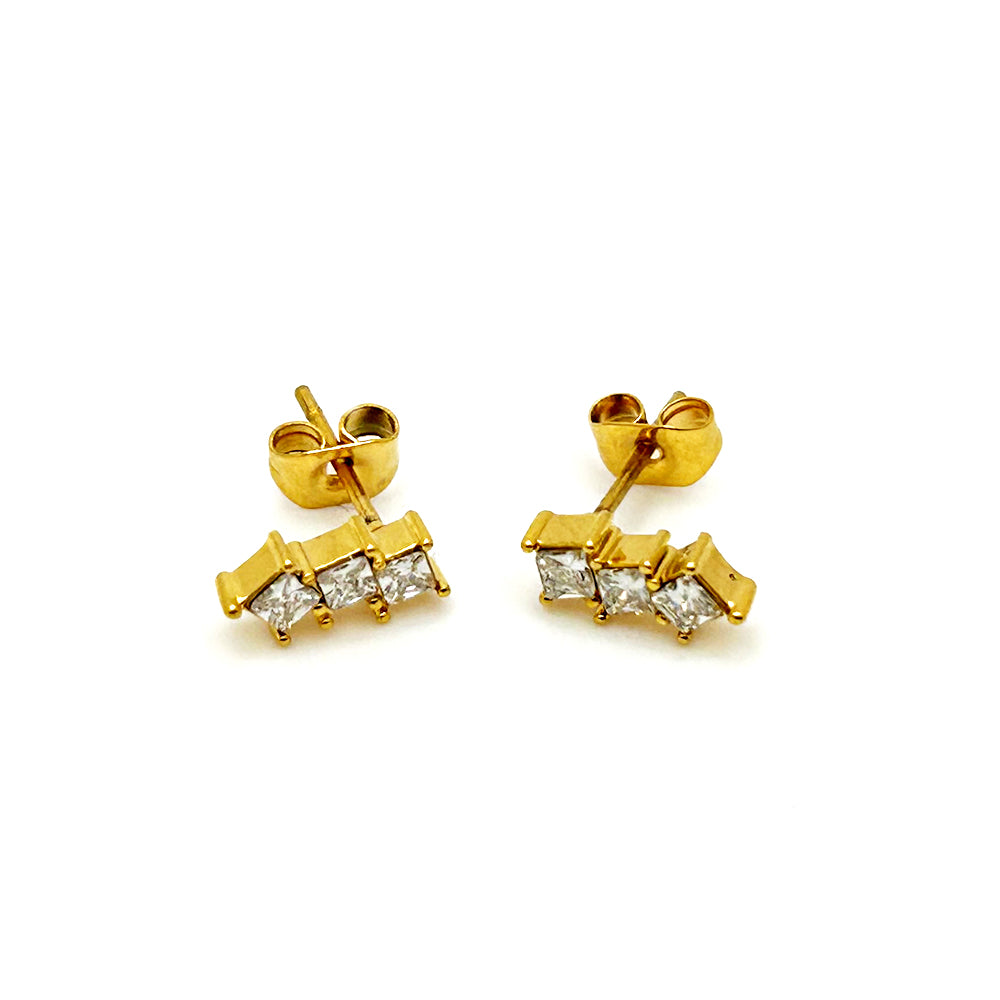 Three Diamonds Cube Ohrringe 14K vergoldet
