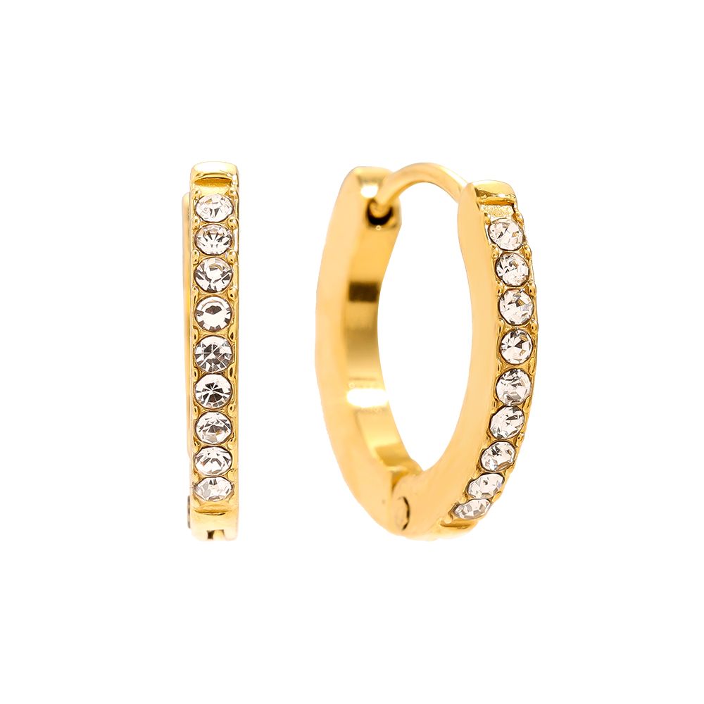 14mm Simple Diamonds Hoop Ohrringe 14K vergoldet