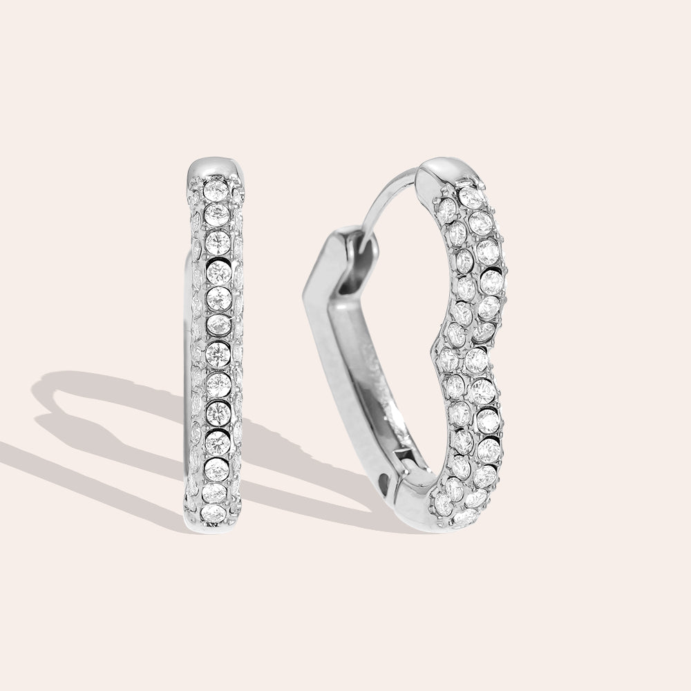 18mm Diamond Heart Hoop Ohrringe 14K vergoldet