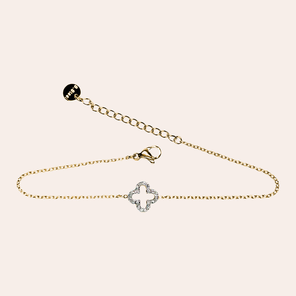 17cm Lucky Leaves Diamond Armband 14K vergoldet