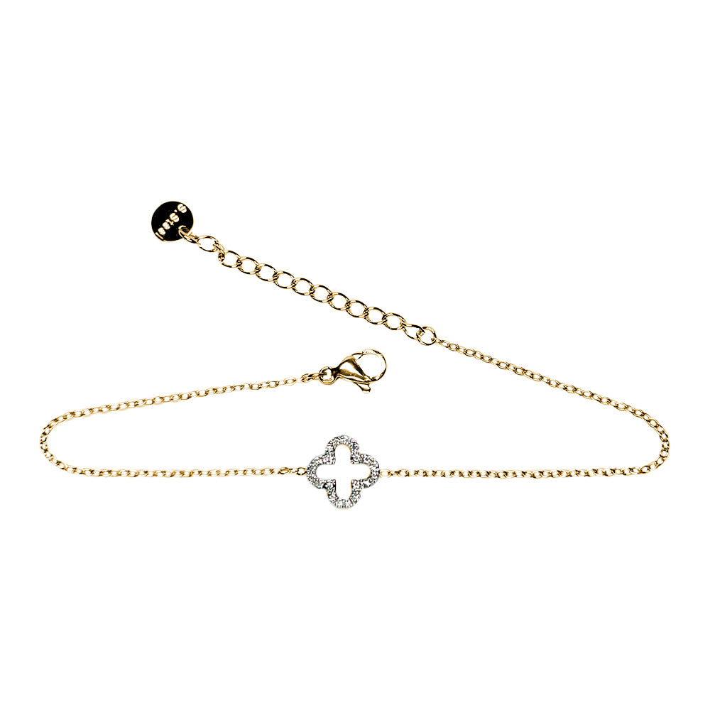 17cm Lucky Leaves Diamond Armband 14K vergoldet