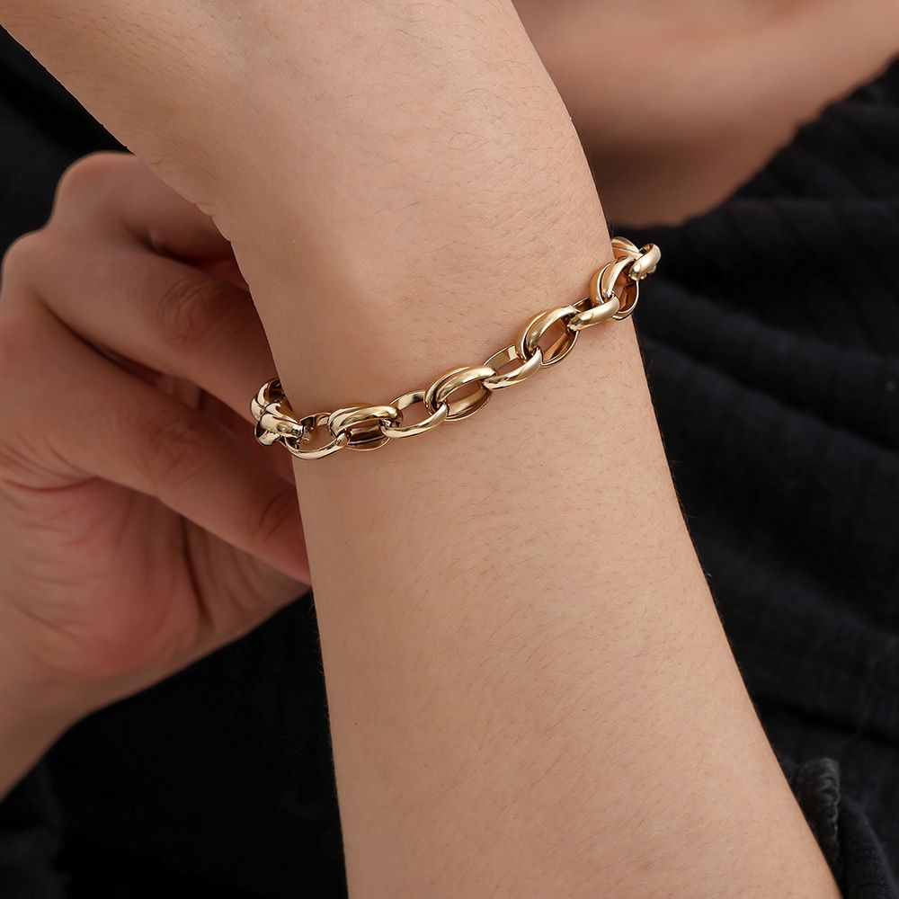 18cm Oval Chain Armkette 14K vergoldet