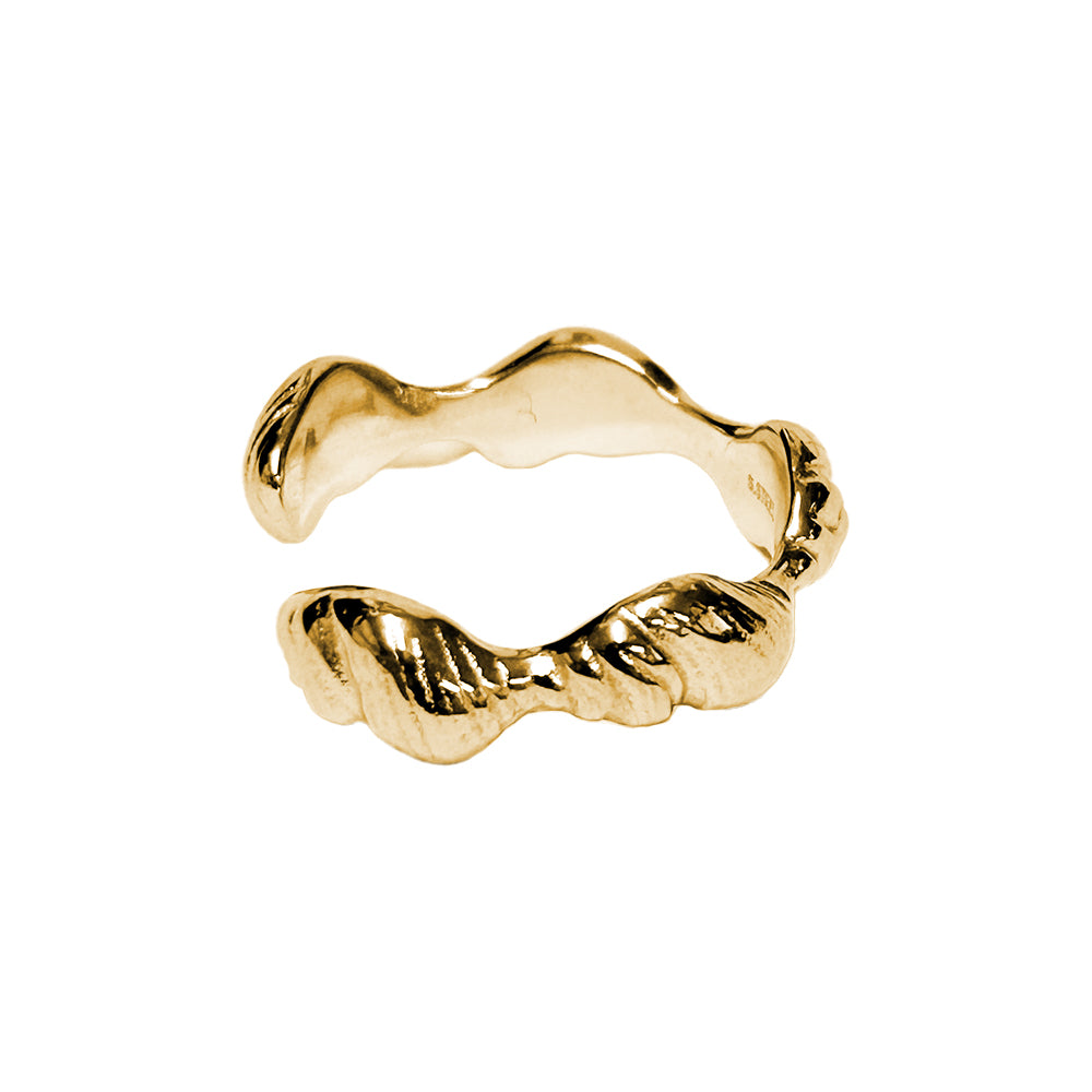 Relief Curvy Ring 14K vergoldet