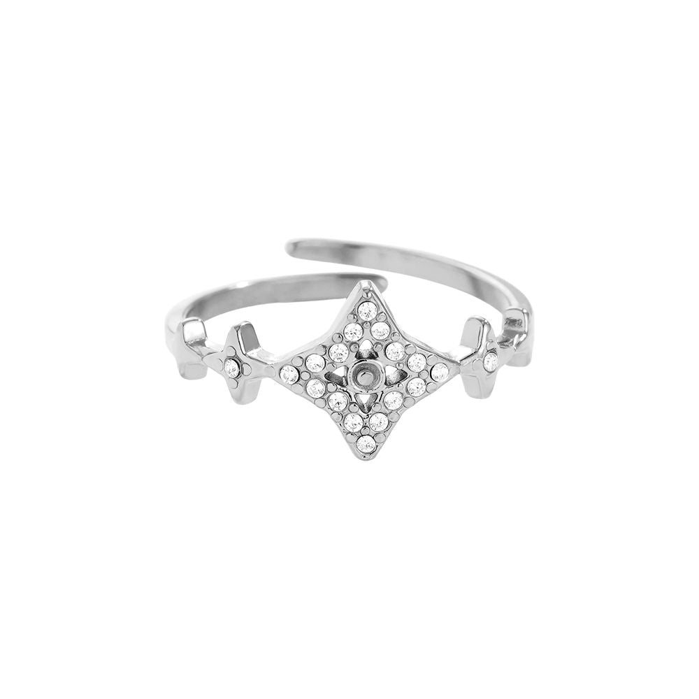 Nice Sharp Diamond Stars Ring 14K vergoldet