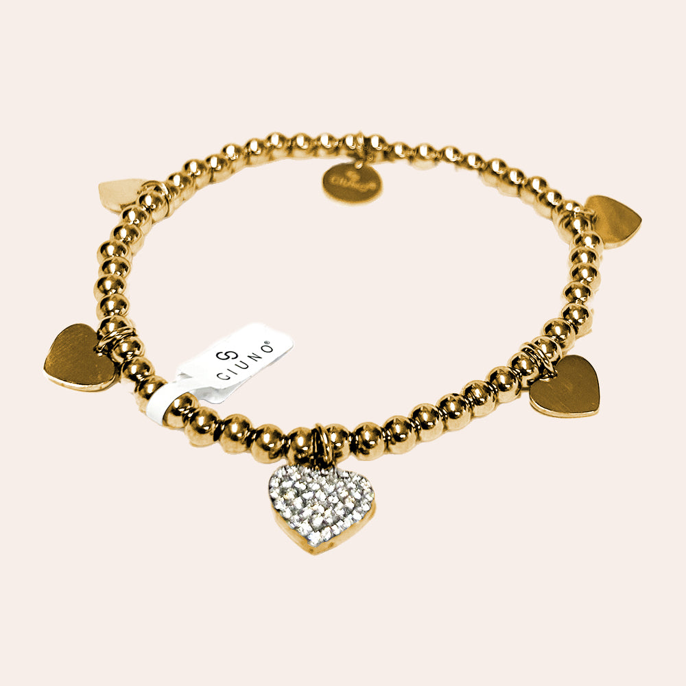 Elastischer Herzanhänger Armband 14K vergoldet